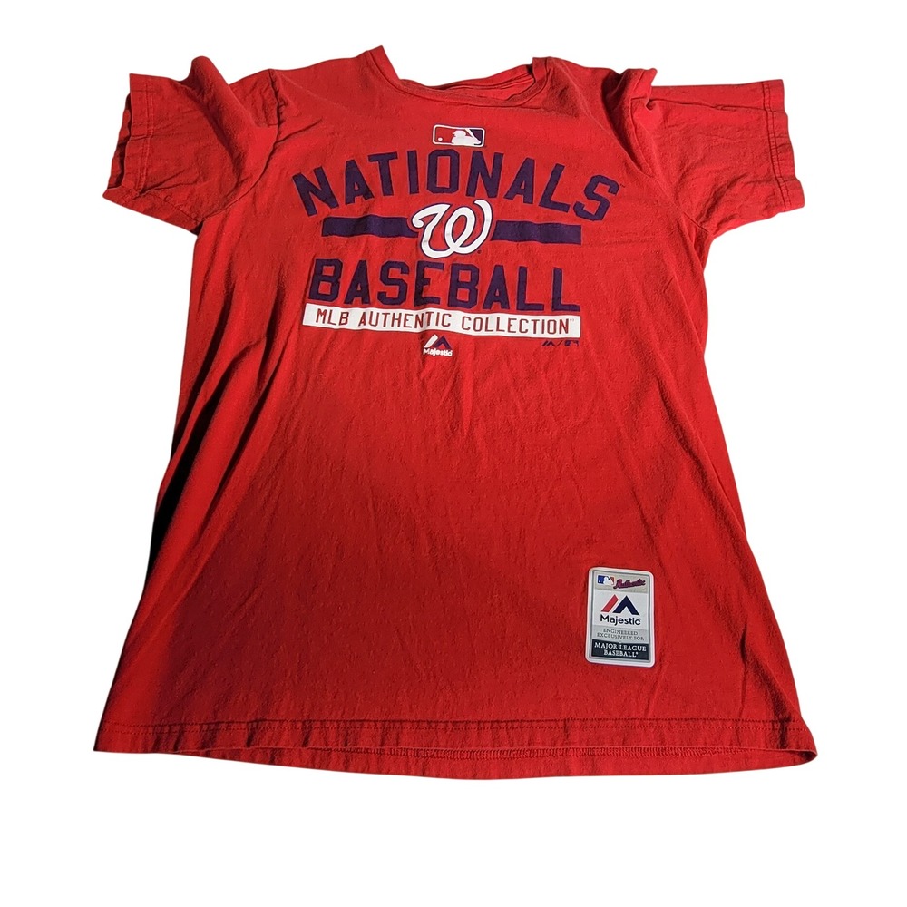 Majestic Washington Nationals MLB Red Graphic T-Shirt Mens Medium Authentic